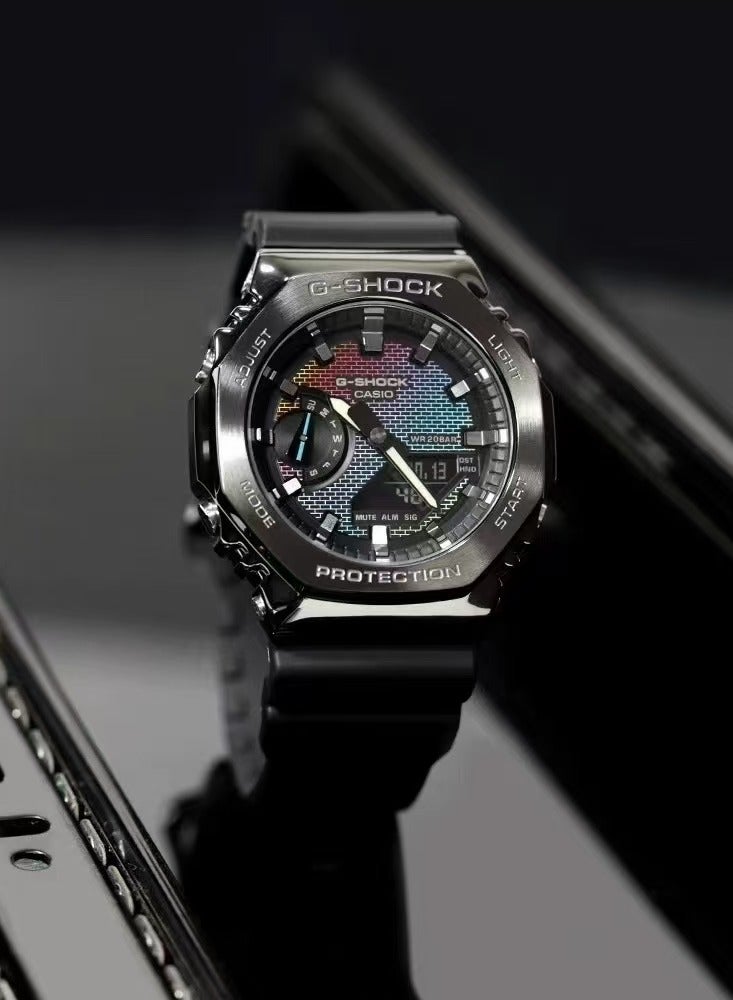 شوك ساعة كاسيو جي شوك قوس قزح مثمنة الميناء GM-2100RW-1A تناظرية رقمية رمادية للرجال - Image 1